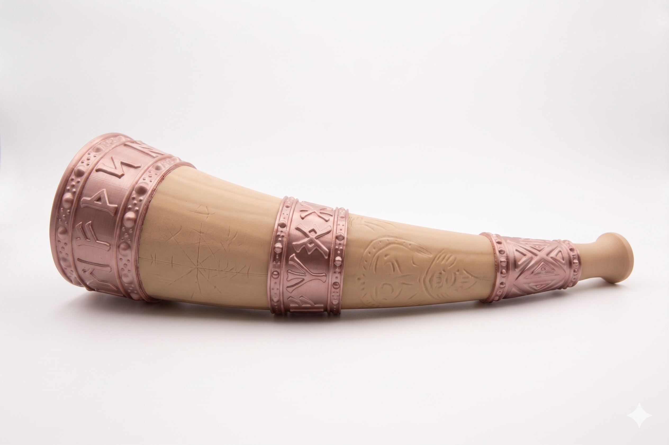 Corn de Război Viking – Obiect Decorativ de Colecție, Stil Bronz și Lemn