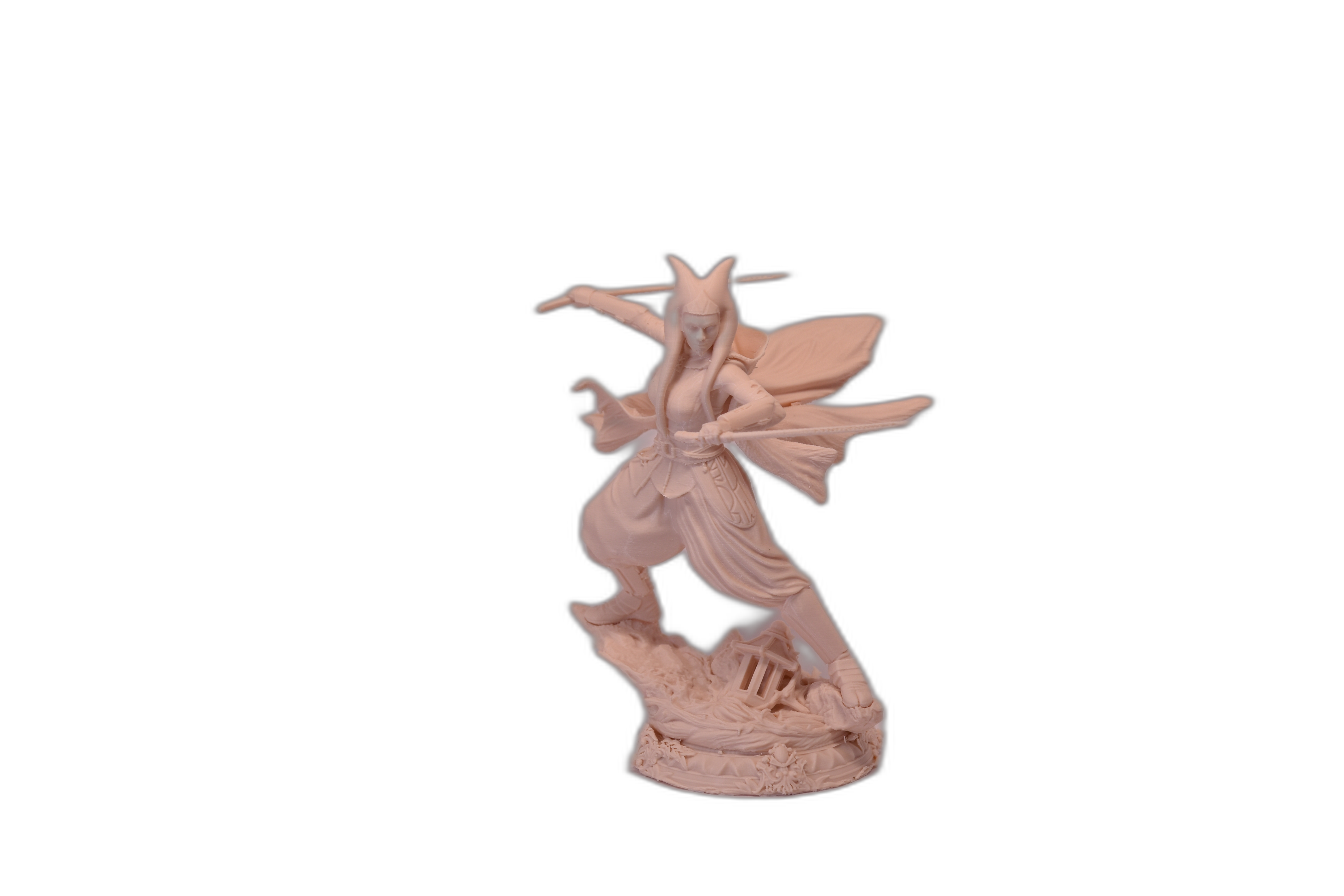 Războinică cu Două Săbii – Statuetă Fantasy Printată 3D