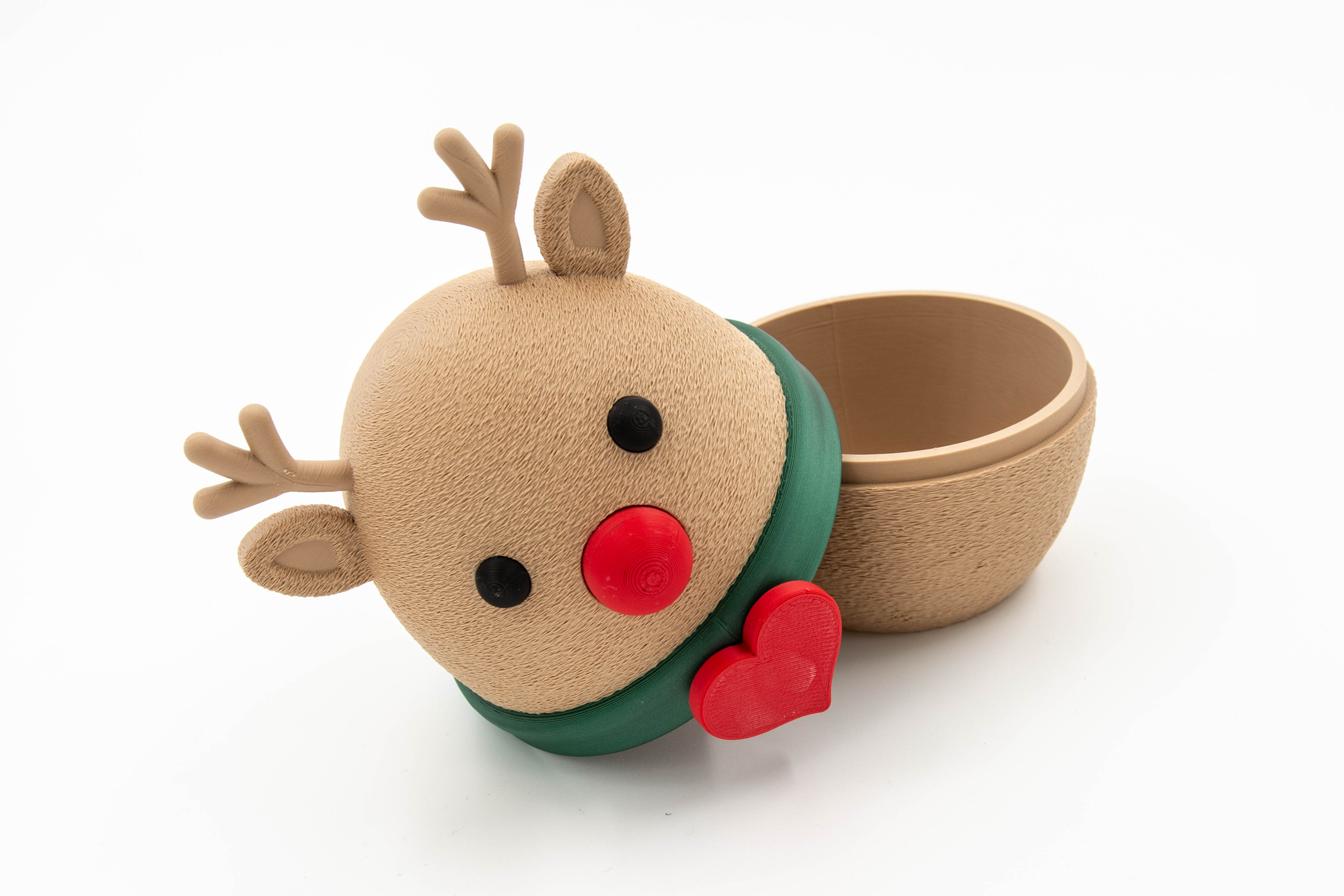 Ren de Crăciun 3D - Recipient/Decor cu Inimă (14 cm)