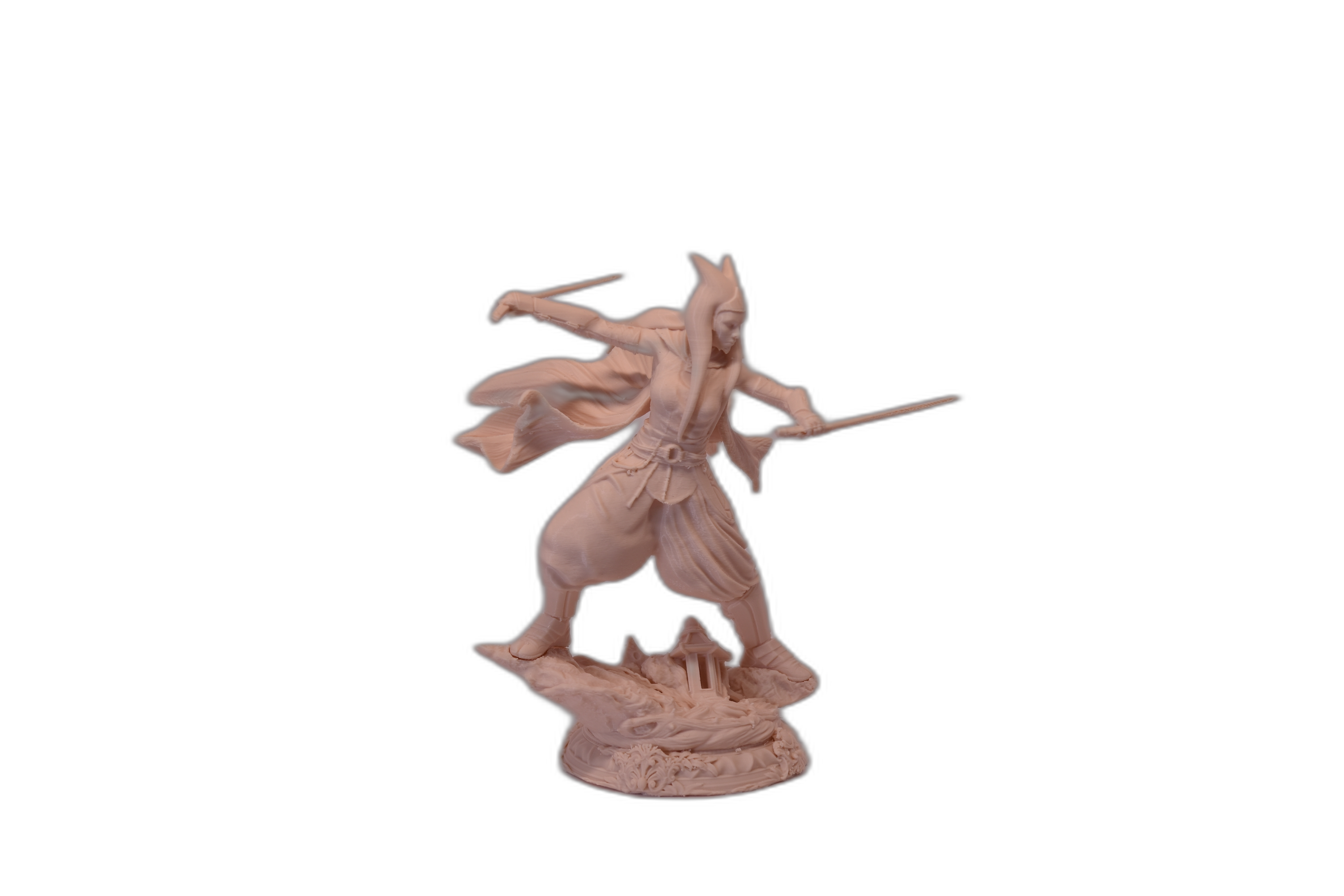 Războinică cu Două Săbii – Statuetă Fantasy Printată 3D