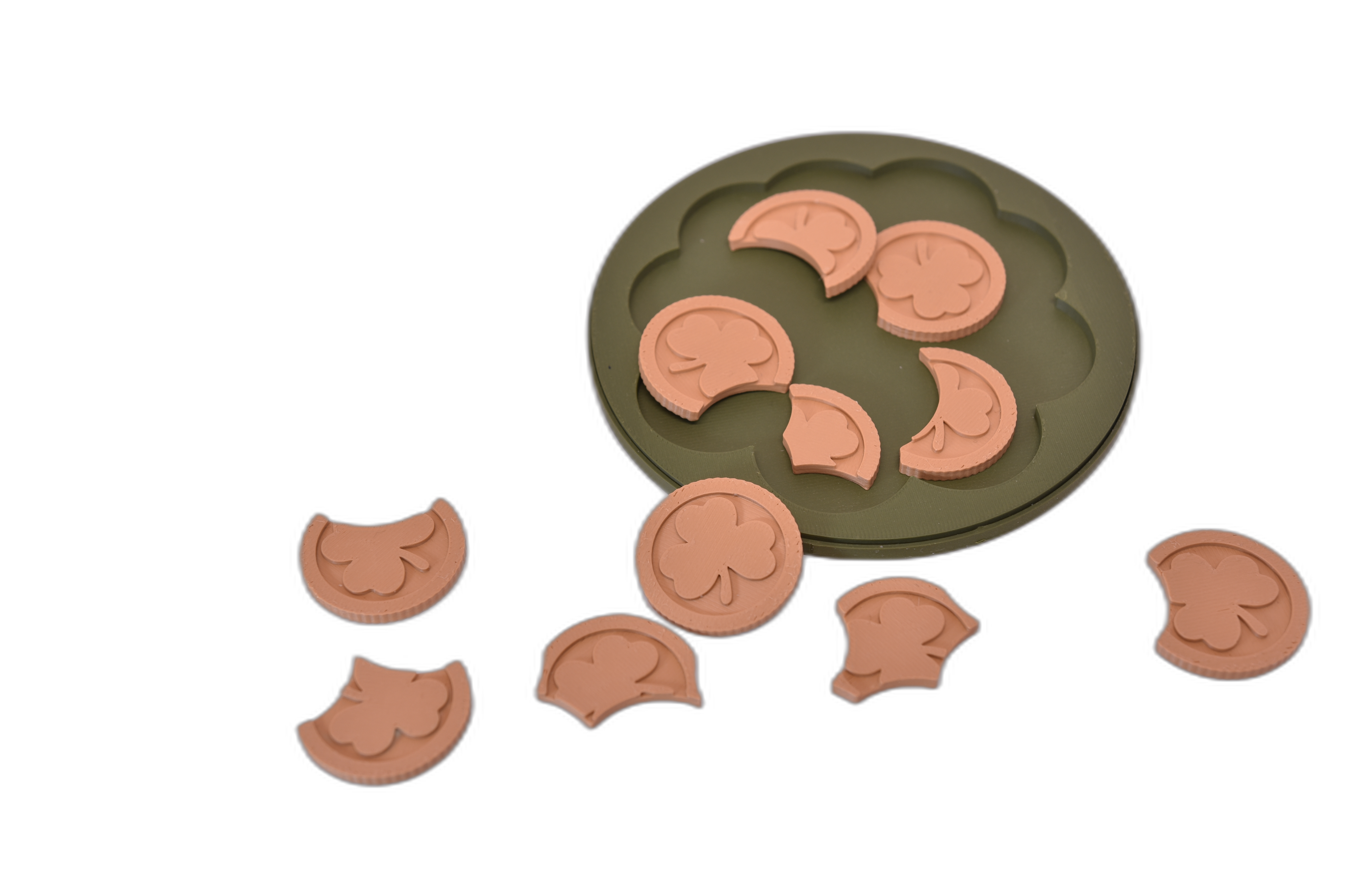 Puzzle 3D cu trifoi – joc antistres rotund